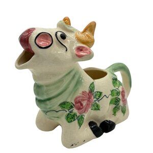 VTG KITSCHY COW CREAMER CERAMIC HAND PAINTED MILK COFFEE MADE IN JAPAN NO FLAWS